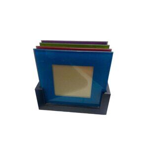 Colorful Glass Coaster Set Photo Frame 4 Piece